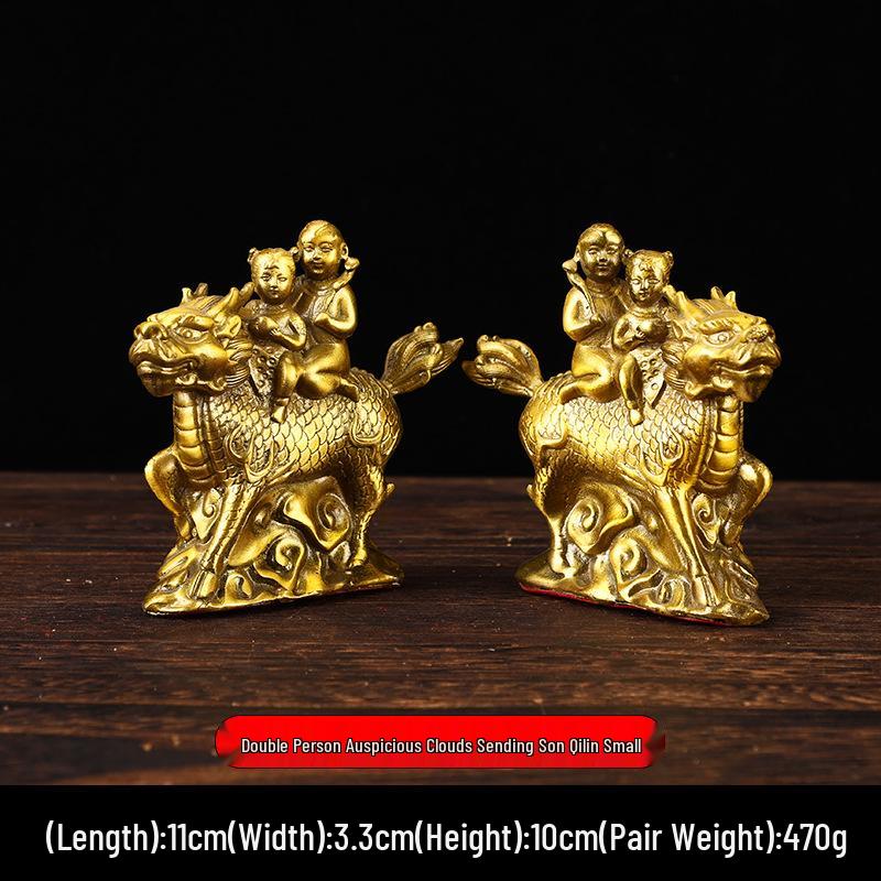 

Пара больших латунных фигурок цилиней для декора гостиной, спальни или кабинета