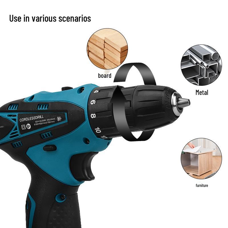 Multi-functional 12V Rechargeable Lithium Electric Drill & Screwdriver Set