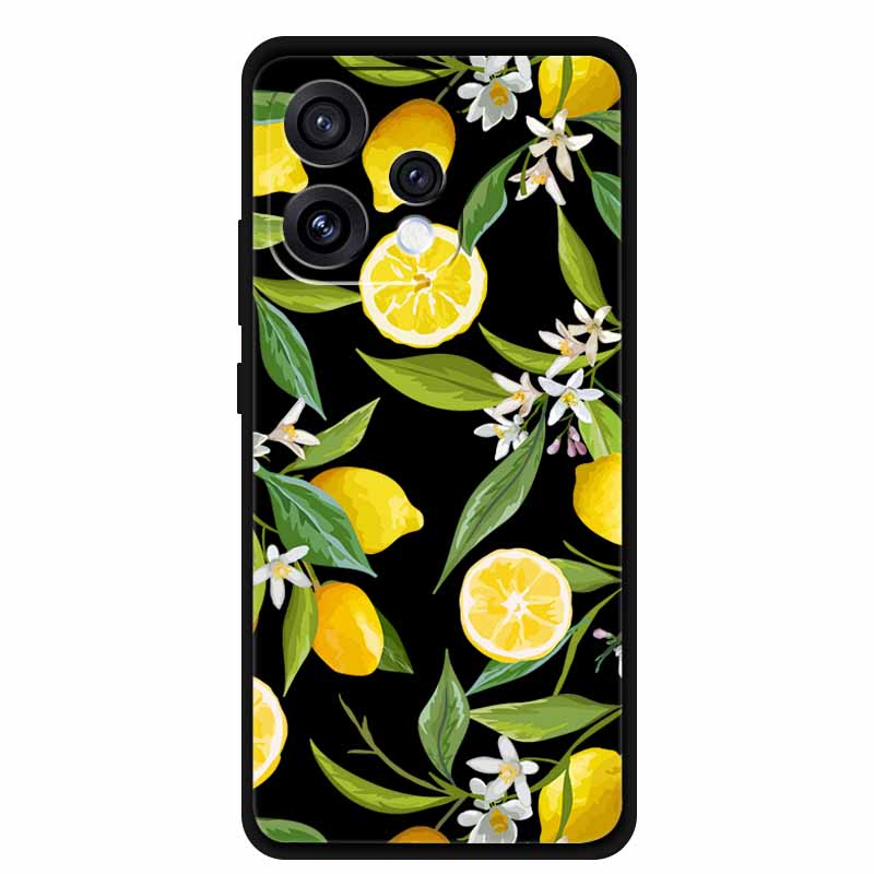 For Oppo Reno15 5G Case Flower Black Silicone Soft Protective Back Covers For Oppo Reno 15C 2025 Phone Case Coque Cartoon Shells