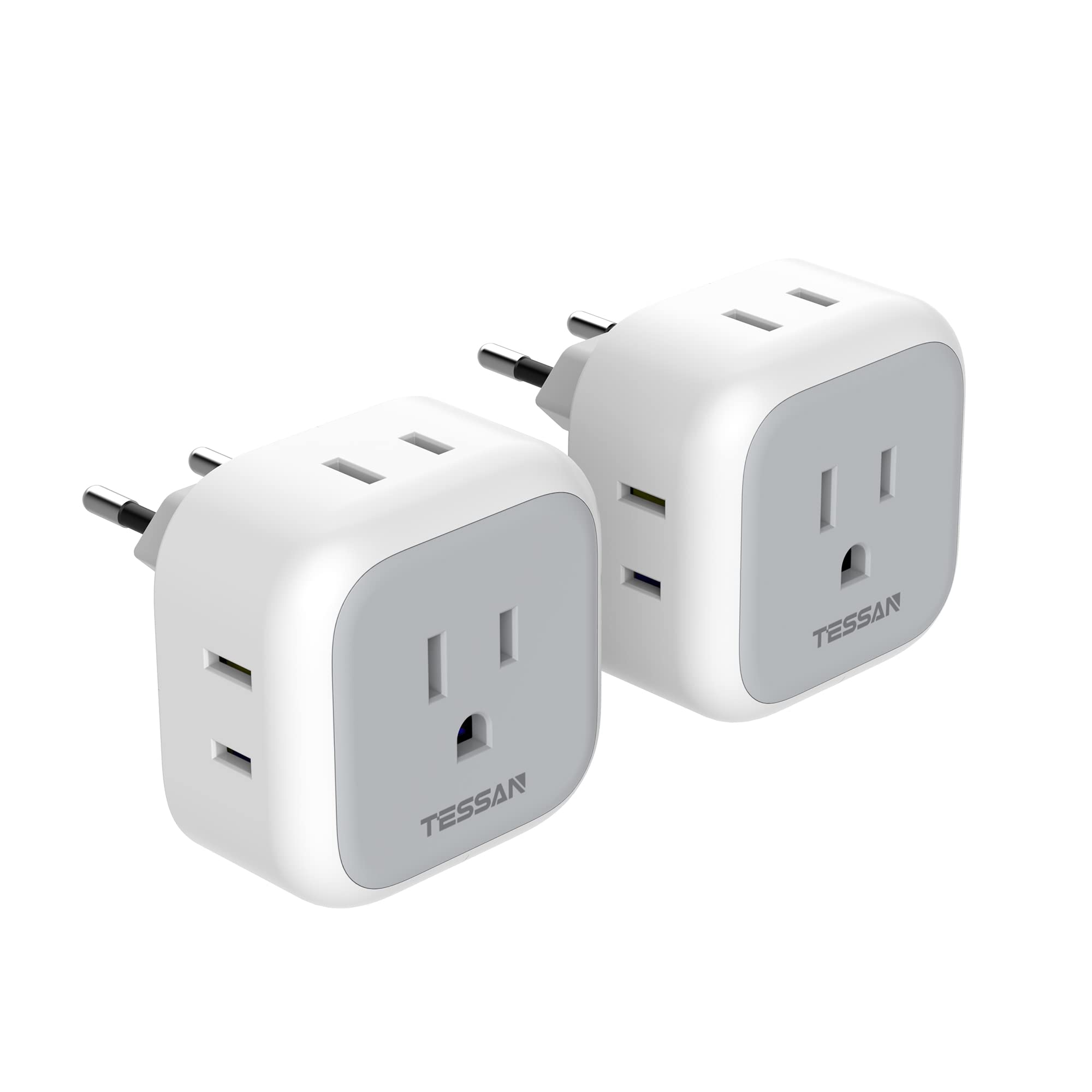 

Перехідна вилка типу C TESSAN Overseas Travel Converter Korea Outlet Power Converter Adapter Set of 2 4 розетки змінного струму Сумісний із такими країнами, як білий