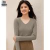 Women's Solid Color Long Sleeve Round Neck Undershirt