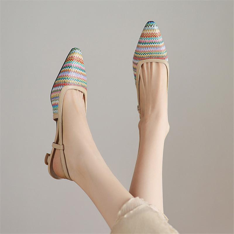 Módní nové letní sandály Vícebarevné sandály pro ženy Módní čtvercová špička Nízké podpatky Sandály se zakrytou špičkou Dámské boty Ležérní boty