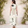 Women Plus Size Keyhole Neck Sleeveless Abstract Printed A Line Maxi Dress