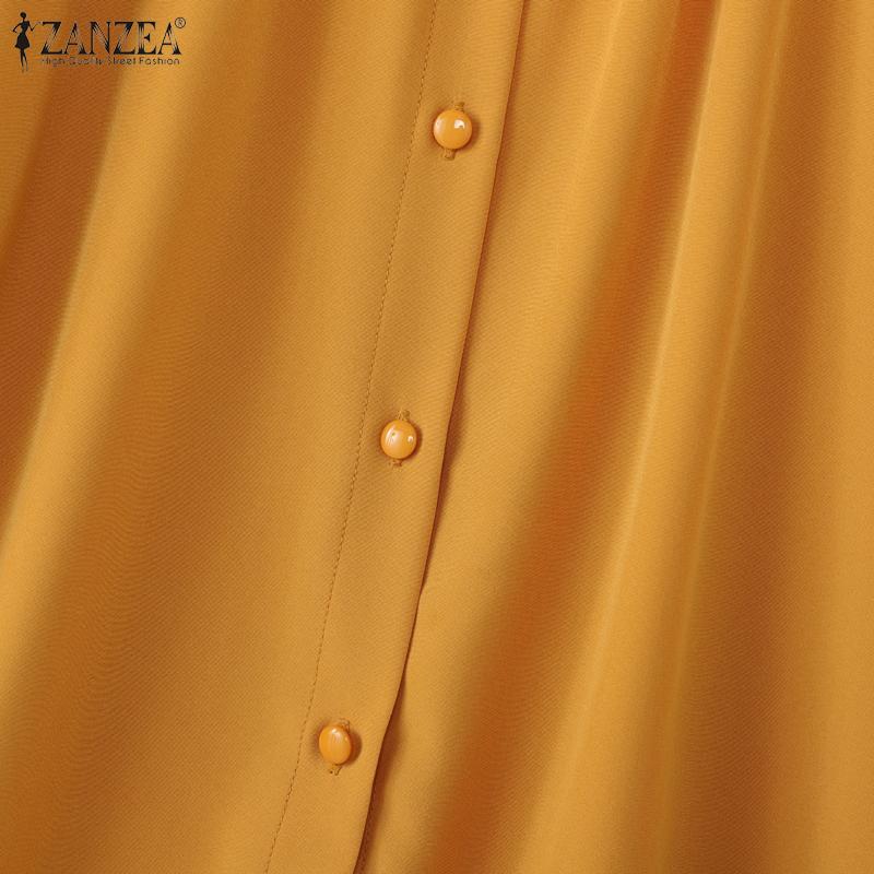 ZANZEA Women Square Collar Summer Casual Loose Half Sleeve Blouse