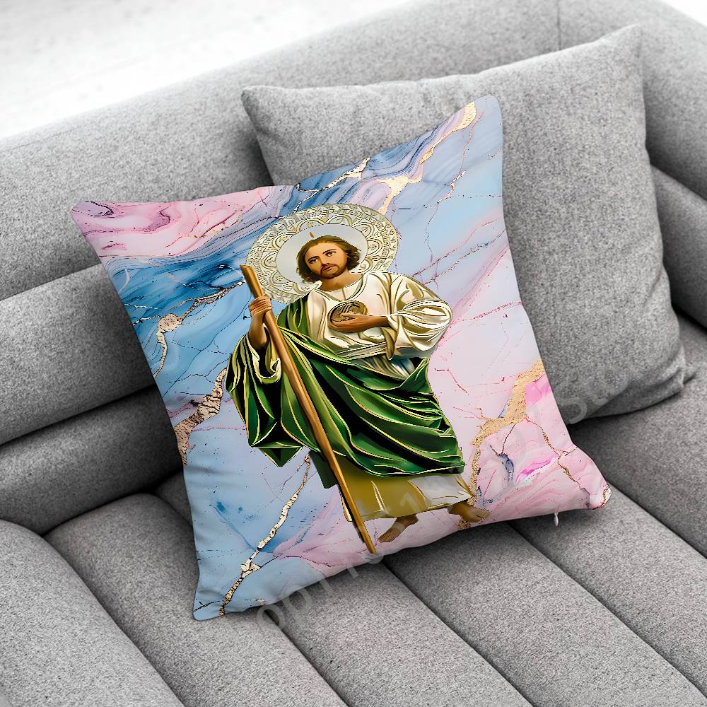 Marble San Judas Tadeo Throw Pillow Case For 55x55cm 40x40cm 45x45cm 50x50cm 30x30cm Square Office Pillowship Cover