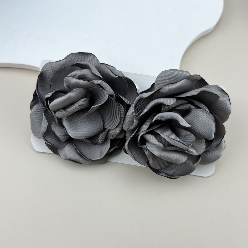 Fashion Camellia Earrings Fabric Floral Ear Stud New Large Flower Earrings