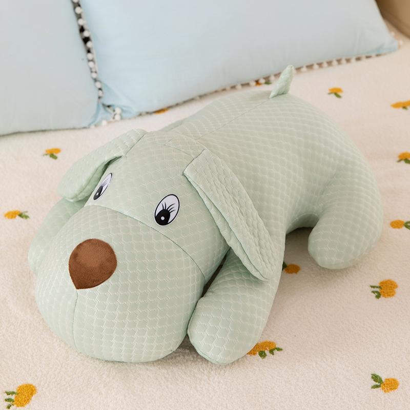 Summer Polar Bear Doll Lying On The Dog Ice Silk Pillow On The Bed Sleeping Long Strips of Legs Clamped Against Pillow Girl Sleeping