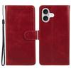 For iPhone 17 Case Calf Texture PU Leather Wallet Phone Cover with Wrist Strap