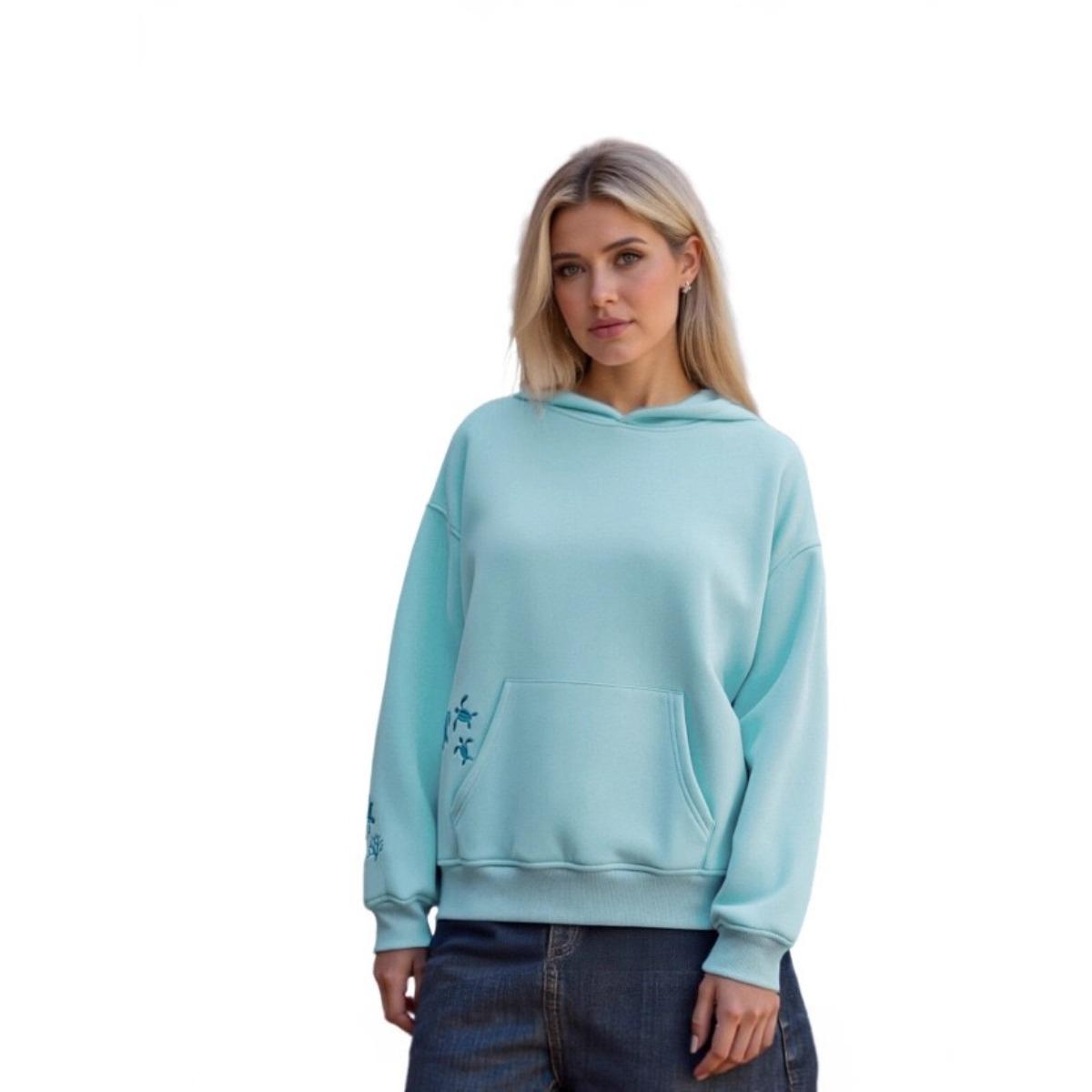 

VibeStreet Cute Hoodies for Teen Girls Graphic Embroidery Oversized Preppy Sweatshirt Y2K Long Sleeve Aesthetic Beach Hooded Top S