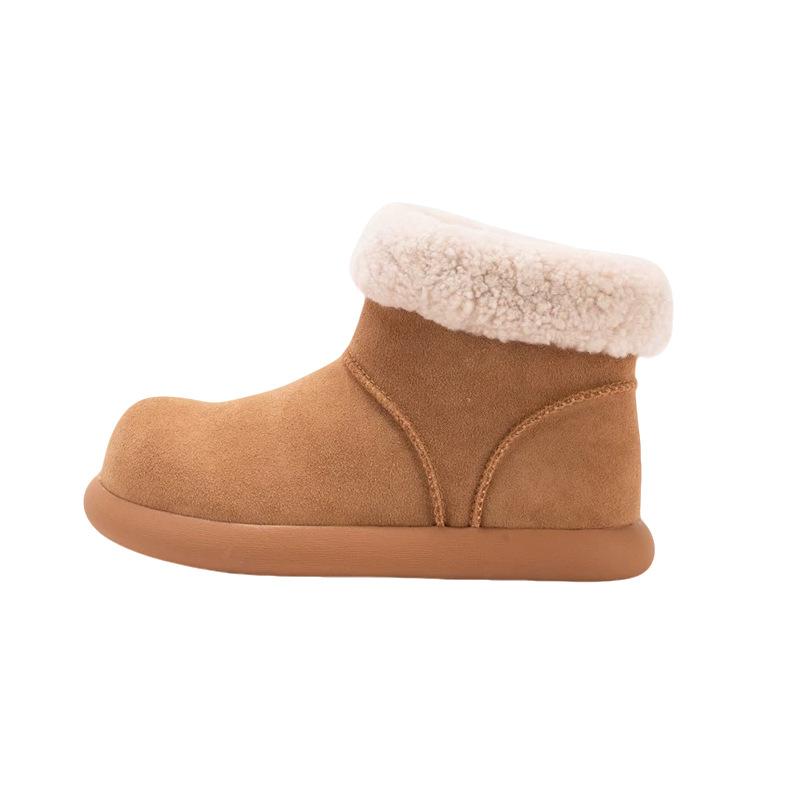 Ugly Cute Big Head Snow Boots 22 Autumn and Winter New Small Potato Fluffy Short Boots Thick-soled Piled Thickened Large Cotton Shoes