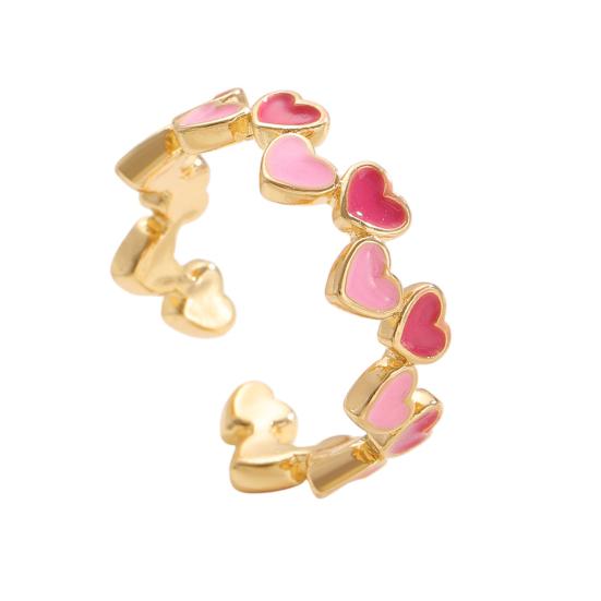 Women Ring Opening Adjustable Lightweight Finger Ring Golden Plated Hollow Heart Design Finger Band Jewelry Gift