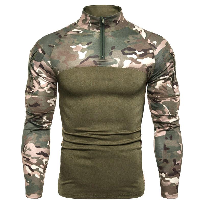 Men S Camo Color Block Long Sleeve Loose Fit Casual T Shirt