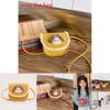 Simple Solid Color Shoulder Crossbody Bag With Lace And Doll Decor For Kindergarten Daily Use