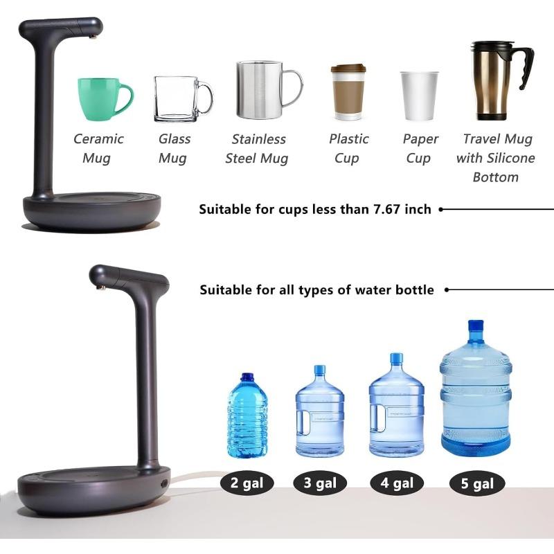 Desktop Water Bottle Dispenser USB Charging Button Control 6 Levels of Quantitative Water Adjustment Portable Smart Water Pump