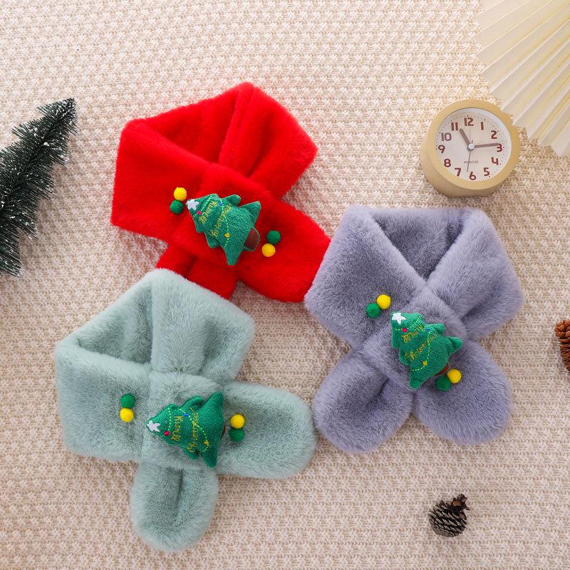 Children's Cute Cartoon Korean-Style Winter Scarf: Warm Christmas Neck Warmer for Boys and Girls