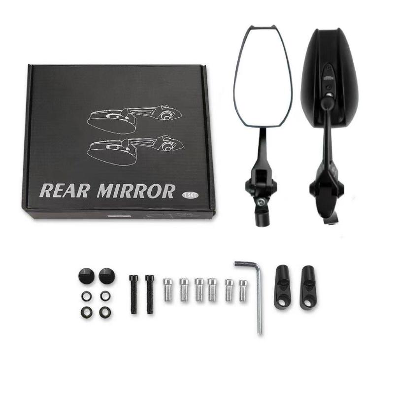 1Pair Motorcycle Rear View Mirror Blue White Glass Angle Adjustable Motorcycle Side Mirror Explosion-Proof Anti Dazzling Lens