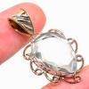 Natural Crystal Quartz Two Tone 925 Solid Sterling Silver Pendant 1.50" N6k70