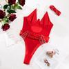 Clothes New Sexy Underwear Sexy Perspective Gathering Chain Slim Neck Gothic Two-piece Conjoined
