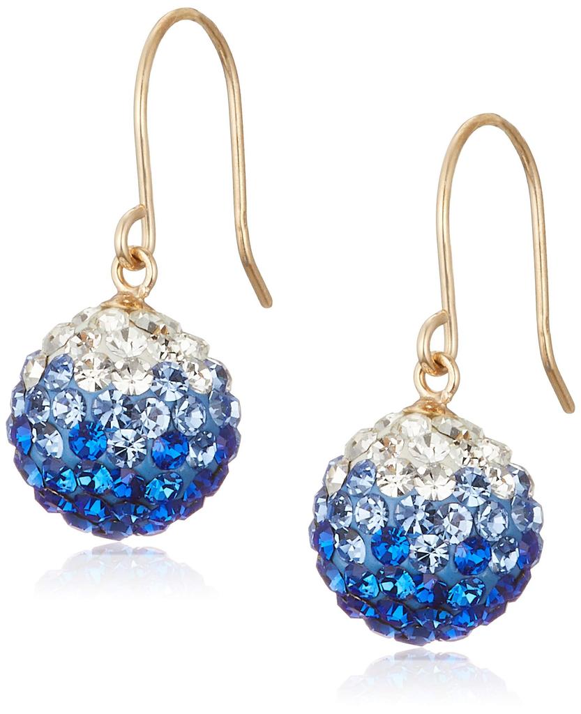 Estelle Rhinestone 10K Yellow Gold Earrings (Blue)