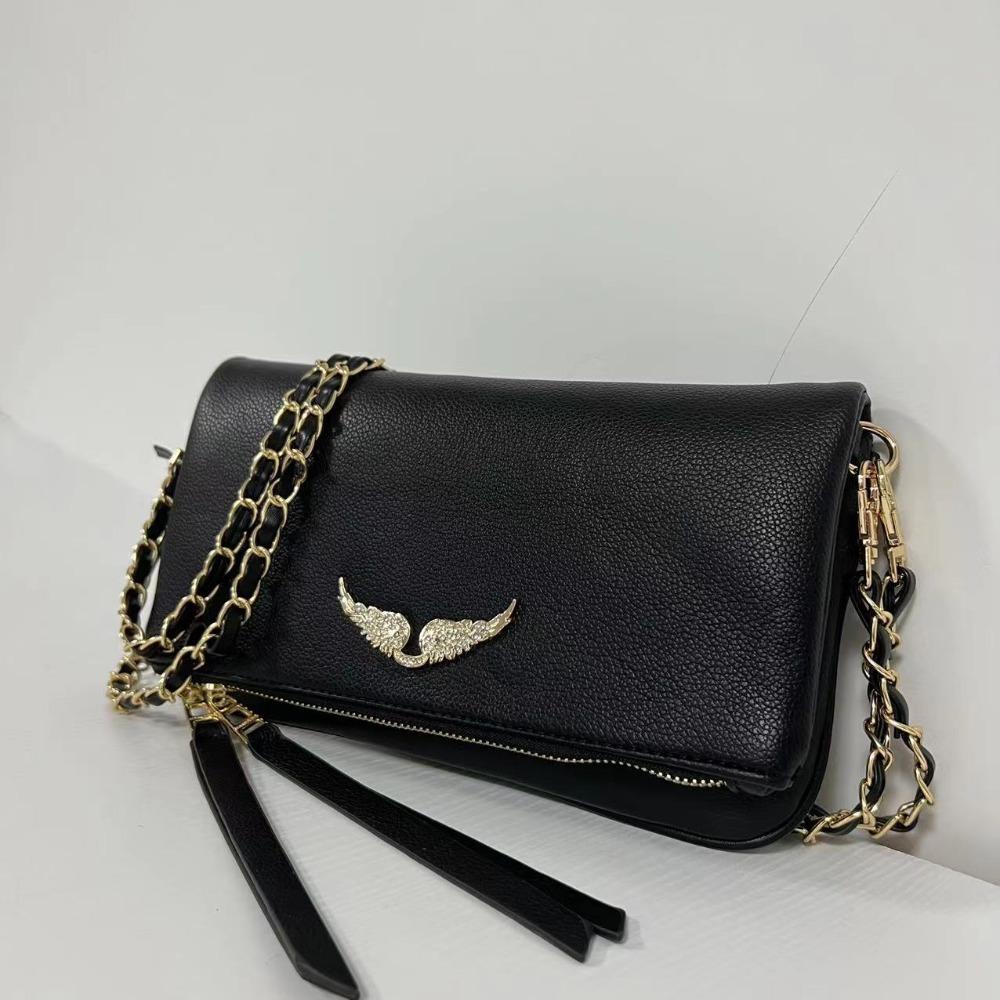 French Classic Women's ZV Bag Fashion Design Casual Crossbody Bag Diamond Wings Envelope Chain Shoulder Bag