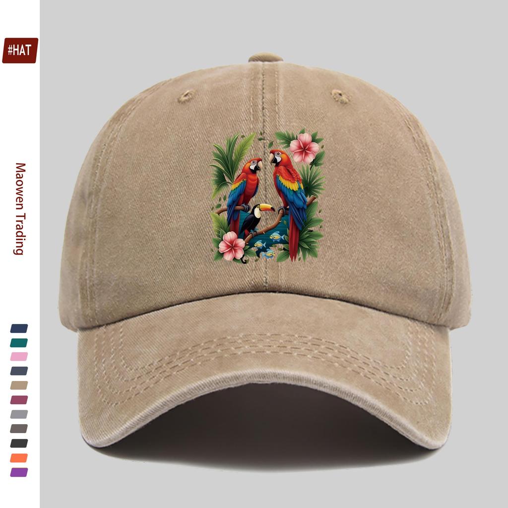 Pc Pcs Tropical Toucan Print Baseball Cap Sun Hat Adjustable Trucker Hat Suitable for Men Women Lightweight Washed Vint