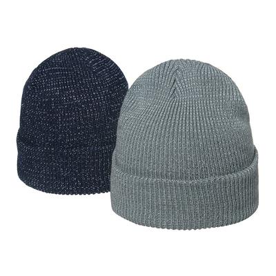 Leuchtende Seidenstrickmütze Nachtreflektierende Strick-Überziehmütze Modetrend Wintermütze Koreanische Version für Männer und Frauen