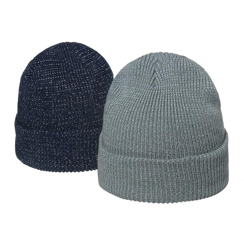 Glowing Silk Knitted Hat Night Reflective Knitted Pullover Hat Fashion Trend Winter Hat Korean Version for Men and Women