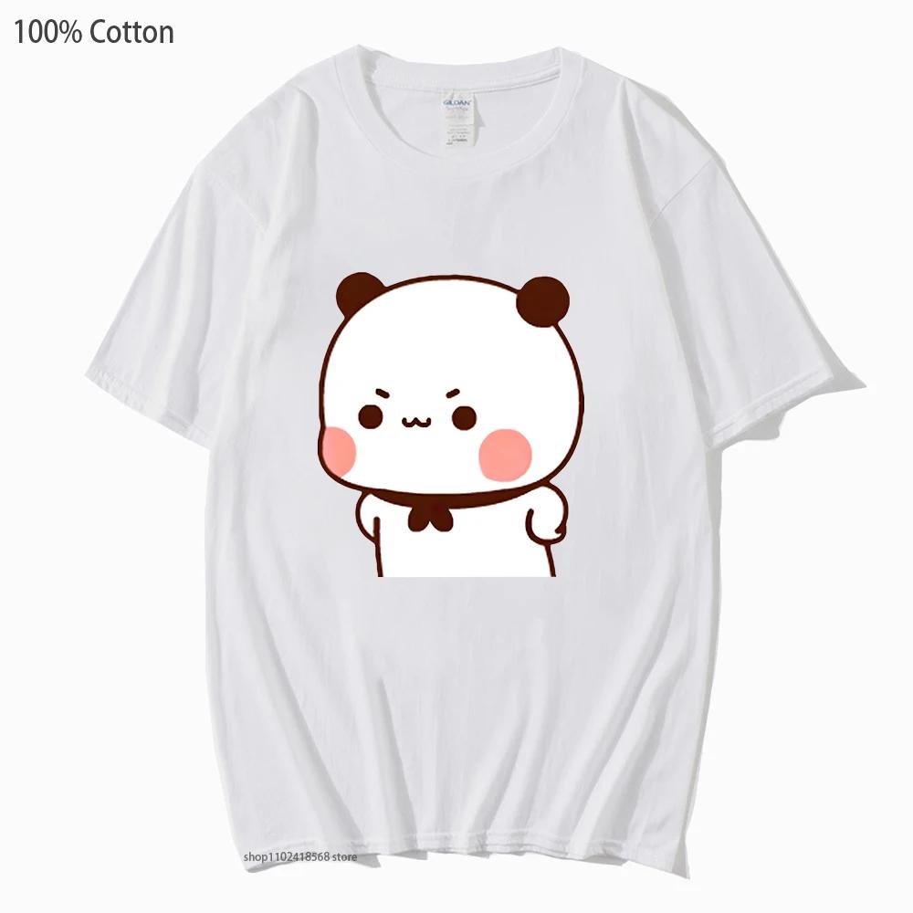 Cute Bubu Is Yelling At Dudu T-Shirts for Men's Shirt Women Couple Clothes 100% Cotton Summer Tees Panda Bear Tops