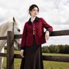 Qianbainian Women's Wool-Blend Color-Block Lapel Double-Faced Coat