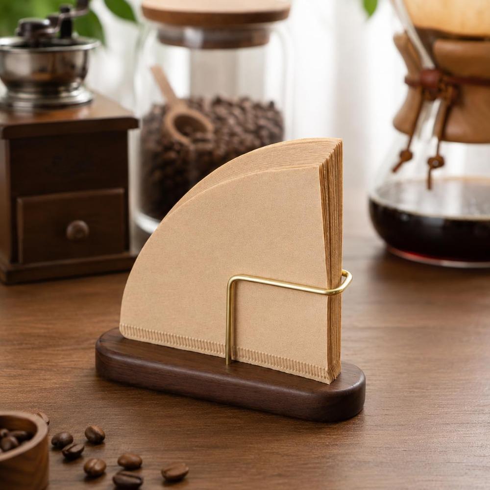 Walnut Wood Coffee Filter Paper Holder Household Filter Paper Box Solid Wood Storage Stand