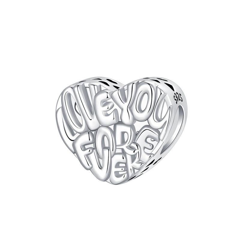 New Heart-Shaped Charms Copper Flower Forever Love Beads Fit Original Bracelets Necklace For Women Diy Jewelry Gift