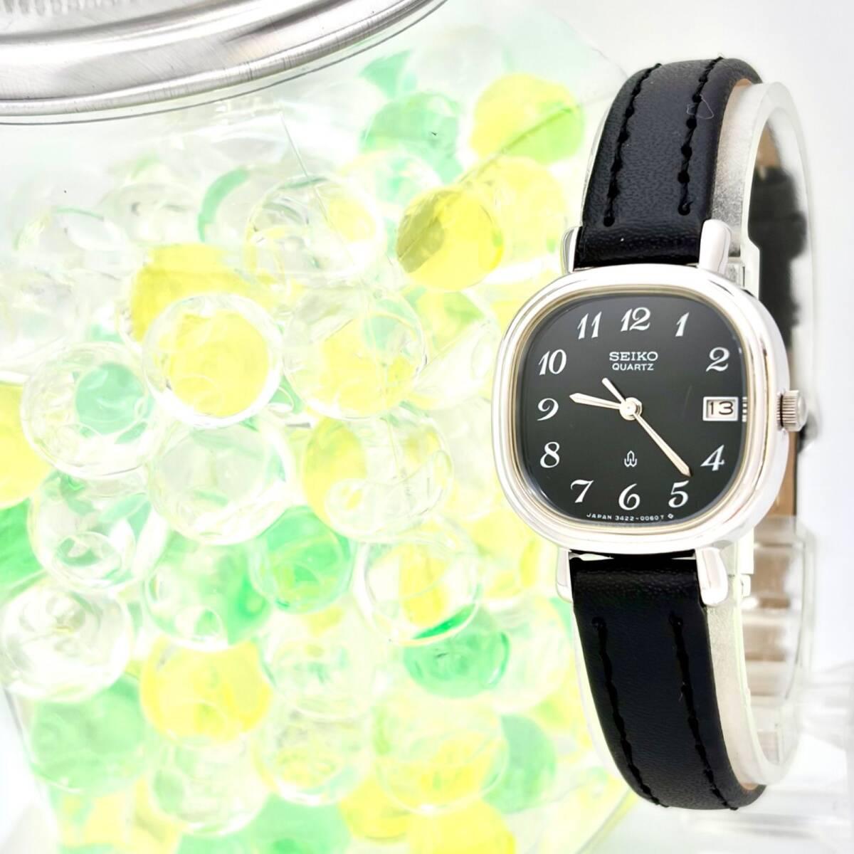 [New battery] SEIKO Seiko ladies watch silver date 3422-5000 9D2480 new belt