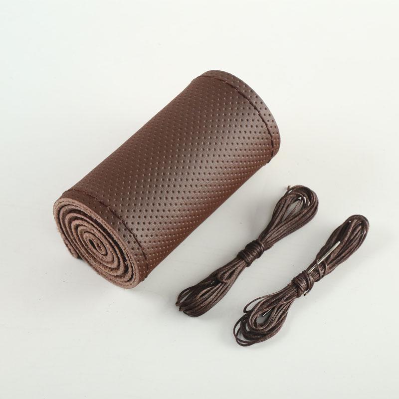Hand-Sewn Leather Steering Wheel Cover - Universal, Stylish, Non-Slip Design
