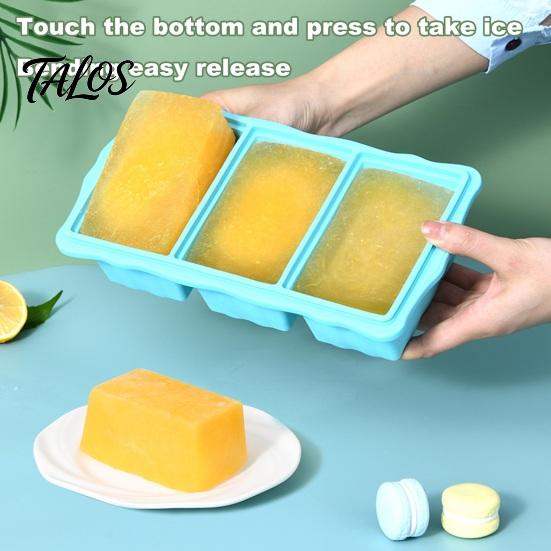 BPA-free Large Ice Cube Tray Silicone Freezer with Lid 3-Compartment And Oven Safe Mold for Soups Sauces BPA-Free Maker Easy-release