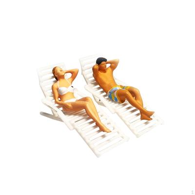 1:Plážové křeslo v měřítku 87, miniaturní model, dlouhé křeslo Life Scene Resin pro kolekce Diorama