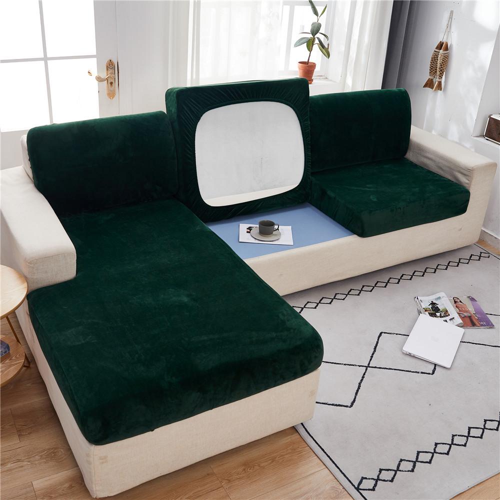 European Soft Plush Sofa Cushion Cover All-inclusive High Elastic Coral Fleece Universal Slipcover 1/2/3 Seater Couch Covers
