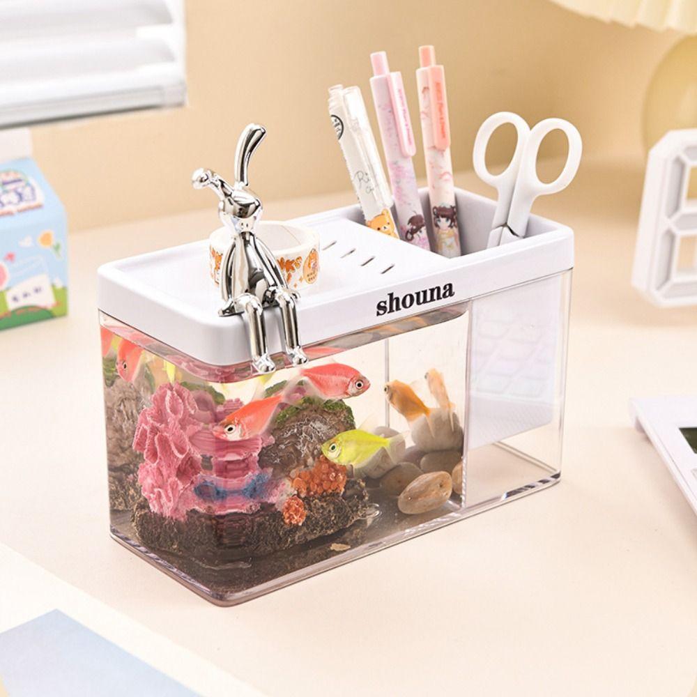 Plastic Amphibious Ecological Tank Transparent Goldfish Bowl Home Decoration Aquarium  Desktop