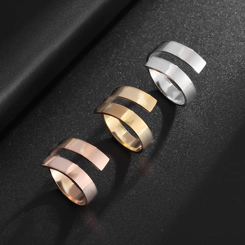 European and American Popular Jewelry Jewelry Niche High End Geometric Irregular Ring Glossy Titanium Steel Ring