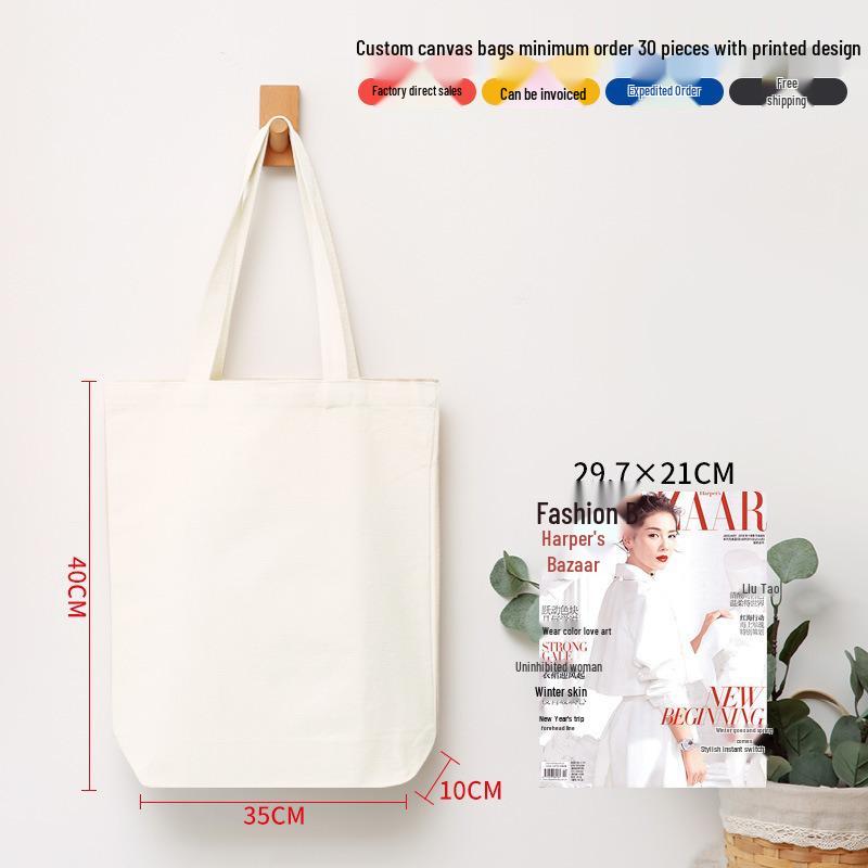 Black Canvas Tote Bag with Logo Print - Eco-friendly for Students