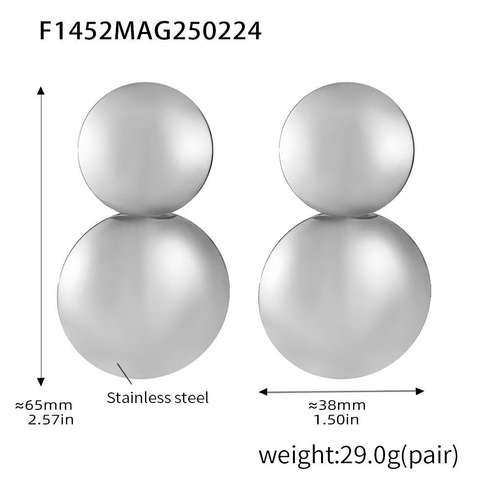 Qiong Yao Medieval Style Color Block Titanium Steel Earrings - Smooth Texture, Bold Design, Fade-Resistant