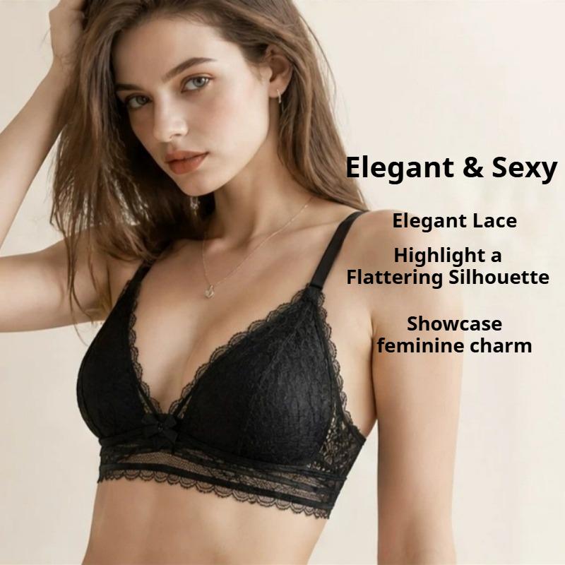 French Lace Lingerie Set, Women's Sexy Elegant Bra and Panty Set, Nylon Spandex