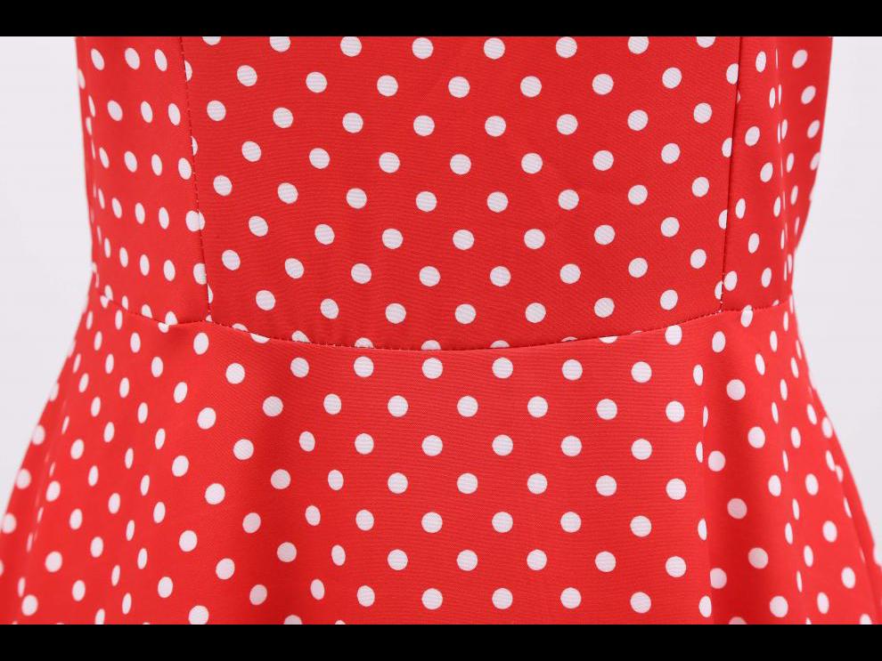 Schmal geschnittenes Swing-Kleid im französischen Retro-Hongkong-Stil mit Punkten und quadratischem Kragen