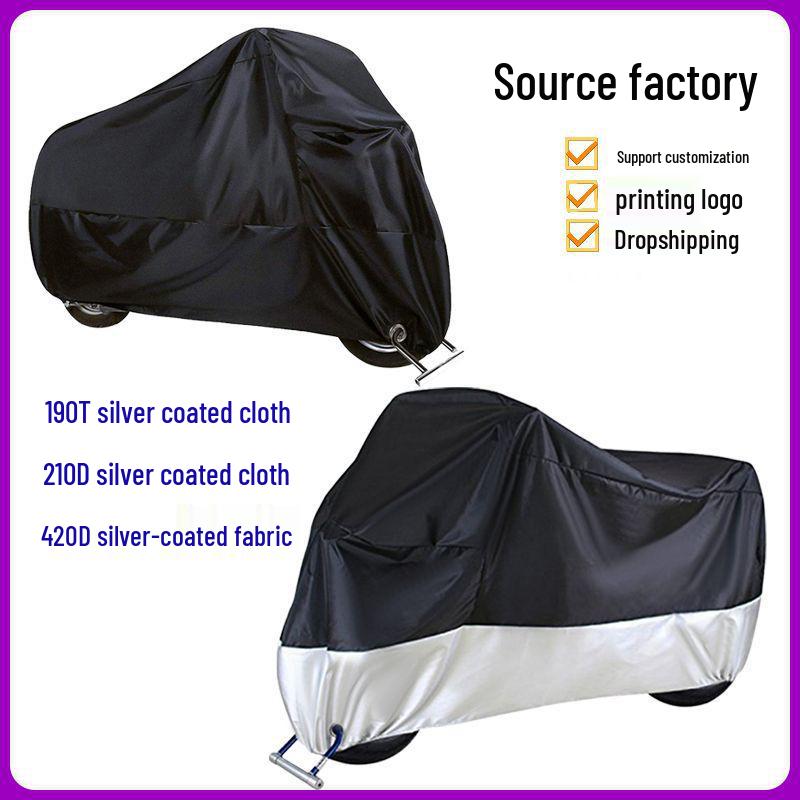 210D Silver Coated Waterproof & Sunproof Motorcycle Cover