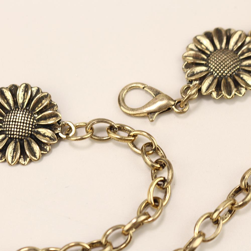 Waist Chain Women'S High Sense Women'S Retro Sunflower Summer With Skirt Metal Chain Belt