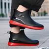 Fashion Men Rain Boots Waterproof Shoes Fashion Non-Slip Work Short Boots Outdoor Fishing Camping Rain Shoes Slip on Rubber Ankle Boots