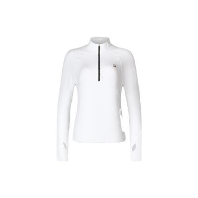 Einfarbig Stehkragen Fitness Slim Fit Langarm Raglan T-Shirt Damen Oberteile Jadeweiß A11W341207F-WT