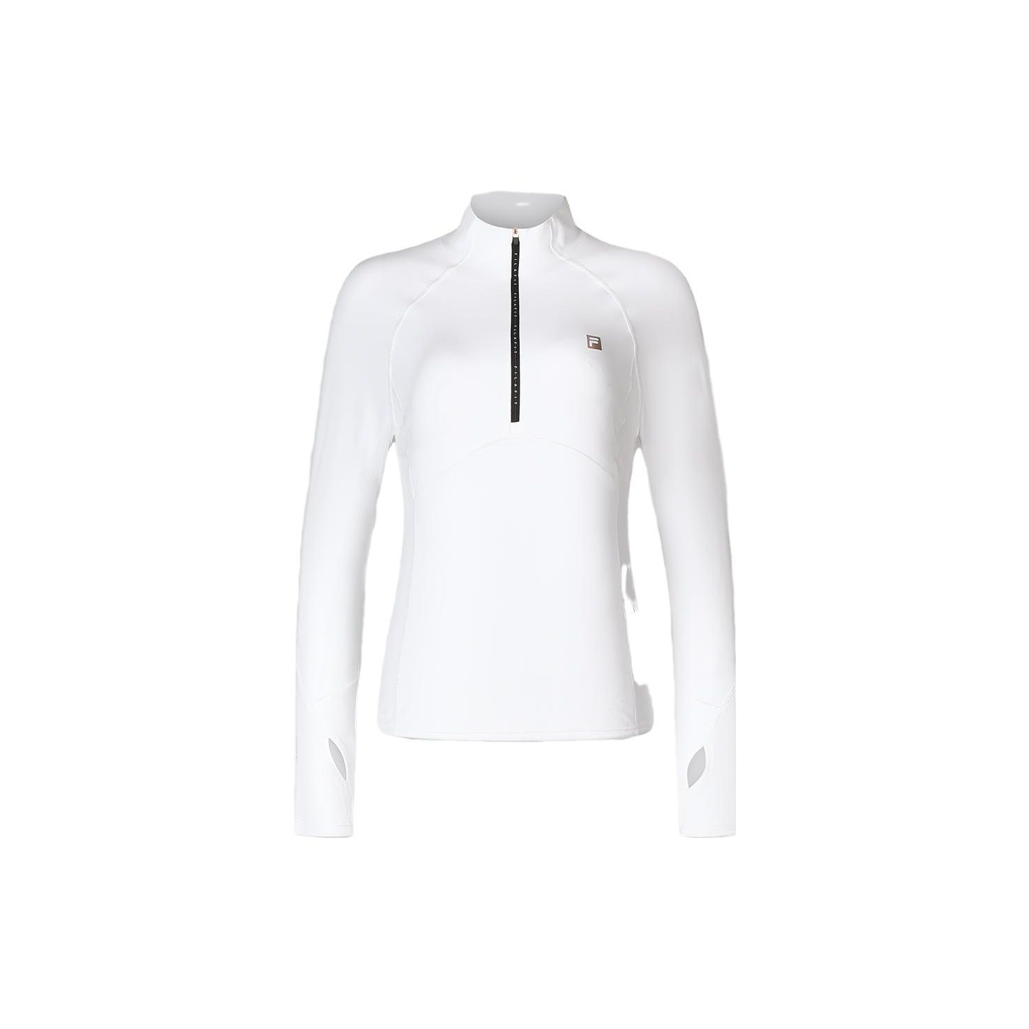

FILA Solid Color Stand Collar Fitness Slim Fit Long Sleeve Raglan T-Shirt Women tops Jade-White A11W341207F-WT XL