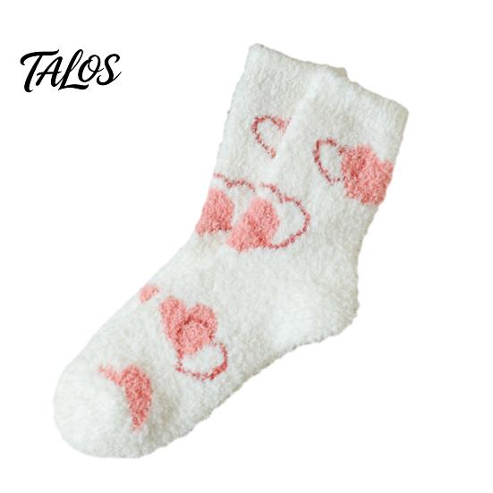 Warmth Retaining Sleep Socks Coral Fleece for Women, Soft Thermal Crew with Non-Binding Winter Gift Cold Feet Top, Fuzzy Cute Prints Autumn Velvet