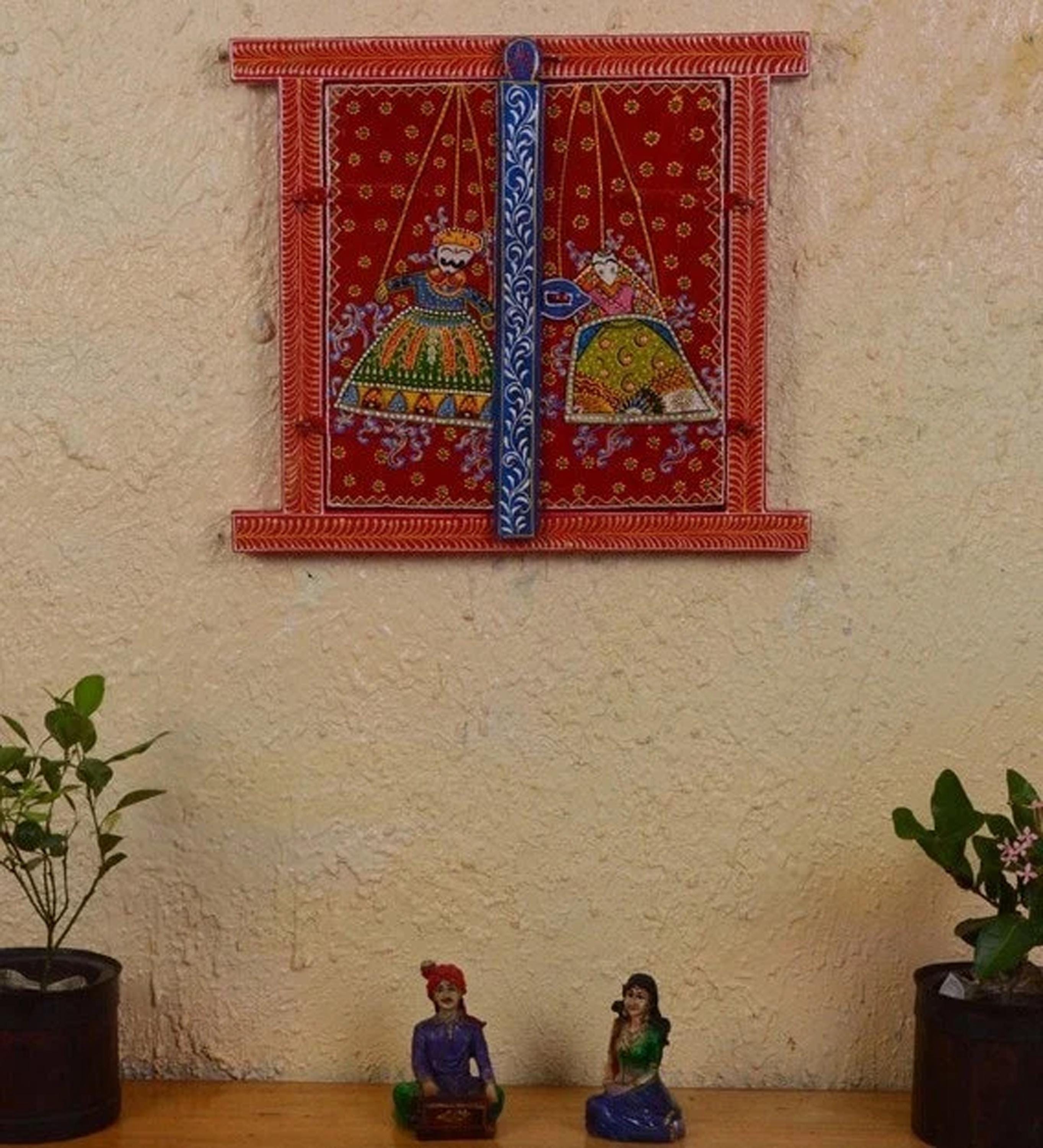 Handmade Wooden Jharokha Window: Traditional Indian Puppet Frame Wall Hanging разноцветный
