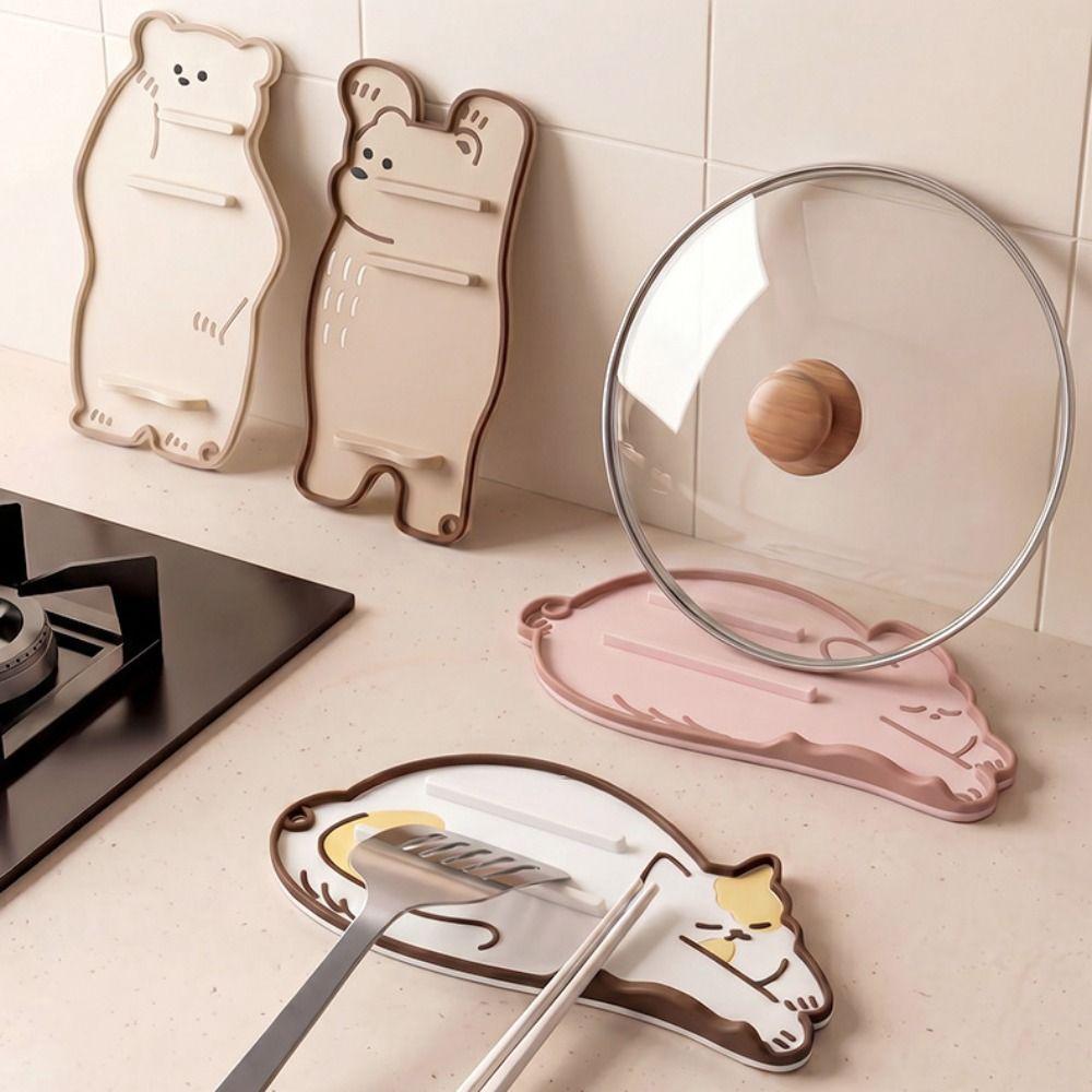 Heat Resistant Pot Lid Holder Non-slip Chopstick Holder Soft Spoon Holder Mat Kitchen Countertop